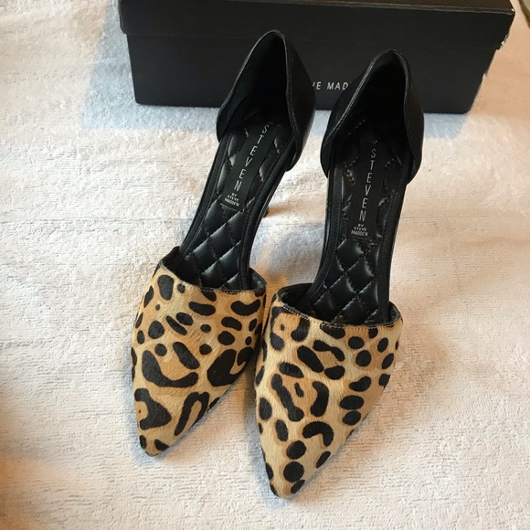 SOLD Steven Madden Vadah Real Fur Leather heels - Picture 3 of 8